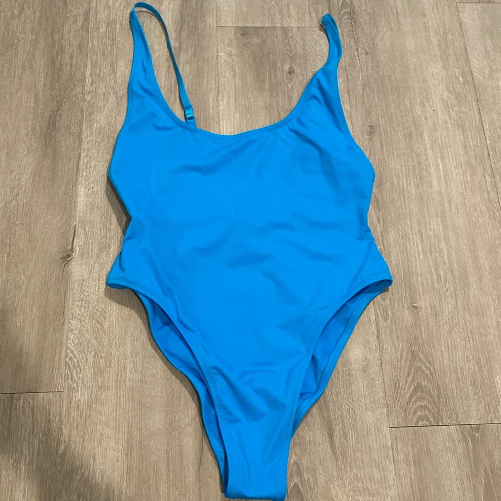 SKIMS turquoise scoop once piece bathing suit, L